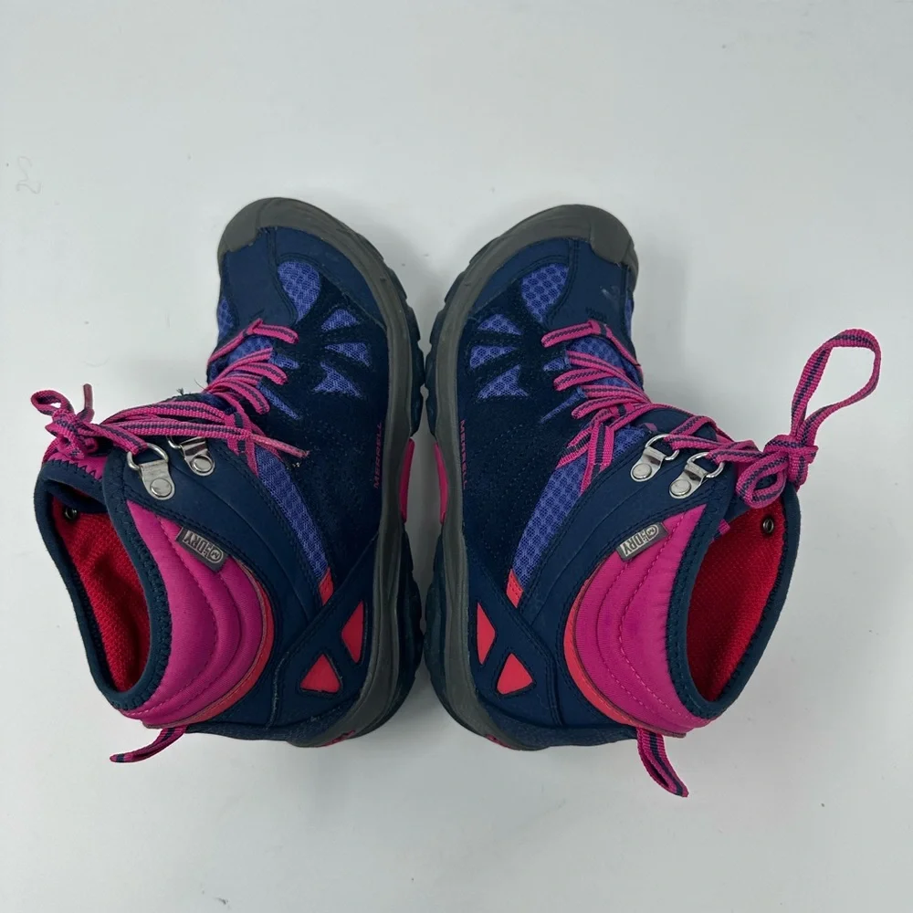 Merrell Navy Pink Purple Kids Waterproof Hiker Boot